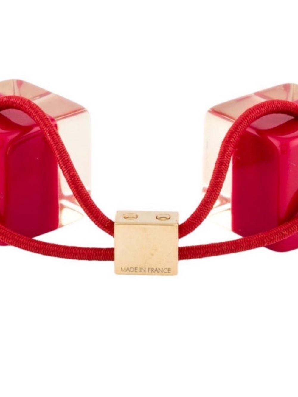 Louis Vuitton Red and Gold Cube Hair Tie Duo - Picture 3 of 3